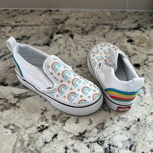*NEW* Toddler size 9 Vans Kids' White Rainbow Slip-On Shoes